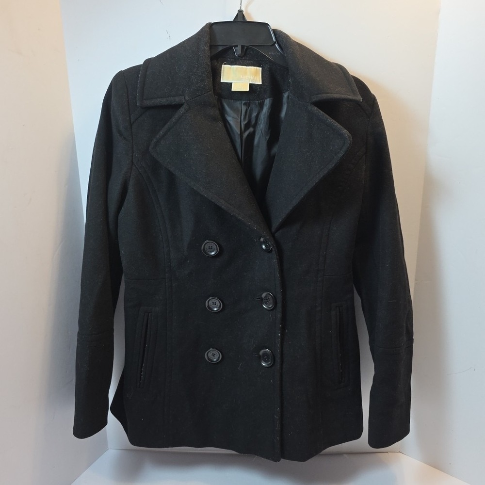 Michael Kors Women's Peacoat Charcoal Double Breasted Wool Blend Size 4